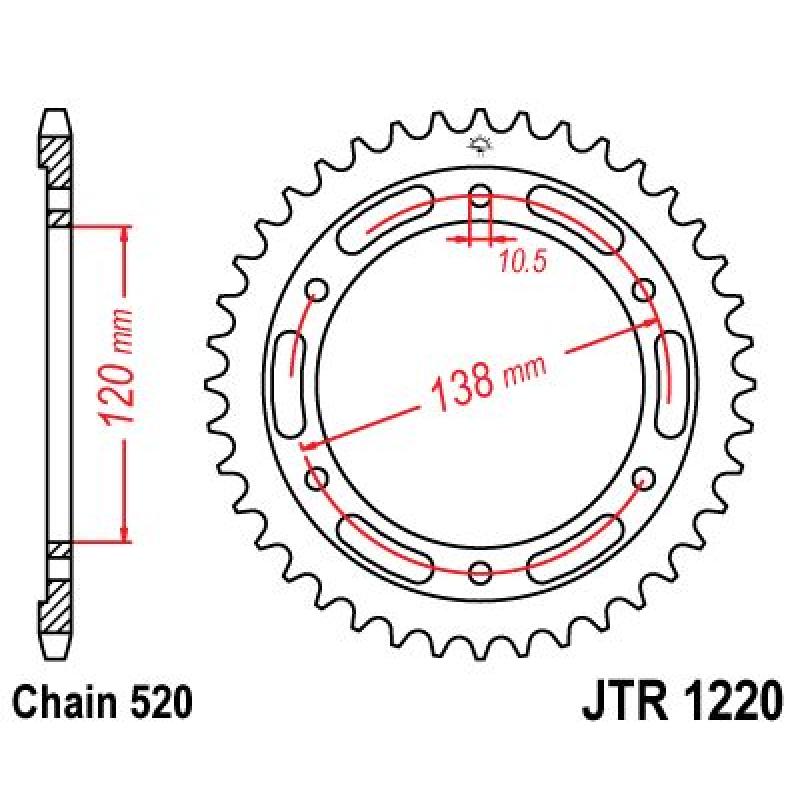 Купить Звездочка задняя JT Sprockets (шаг 520) JT JTR1220